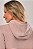 Blusa Feminina Capuz Moletom Estonado Algodão Rosé - Imagem 3