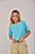 Cropped Camiseta Feminina Estonada Lisa Azul Celeste - Imagem 2