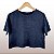 Cropped Camiseta Feminina Marmorizada Malha Marinho - Imagem 1