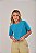 Cropped Camiseta Feminina Estonada Lisa Azul Turquesa - Imagem 2