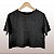 Cropped Camiseta Feminina Marmorizada Malha Preta - Imagem 1