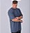 Camiseta Oversized Masculina Estonada Malha Azul Jeans - Imagem 2