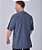 Camiseta Oversized Masculina Estonada Malha Azul Jeans - Imagem 3
