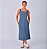 Vestido Midi Botão Estonado M/Malha Algodão Azul Jeans - Imagem 1