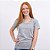 Camiseta Feminina Pré-Encolhida lisa Algodão Mescla - Imagem 1