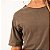 Vestido Curto Camisetão Estonado M/Malha Corte a Fio Marrom - Imagem 3