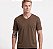 Camiseta Gola V Masculina Estonada de Algodão e Elastano Marrom - Imagem 1