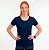 Camiseta Feminina Pré-Encolhida lisa Algodão Marinho - Imagem 1