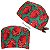 Gorro Cirúrgico, Corações Vermelhos Médios Espalhados, Verde - Imagem 1