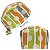 Gorro Cirúrgico, Listras Tom de Verde, Laranja, com Poás Grande Branco - Imagem 5