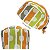 Gorro Cirúrgico, Listras Tom de Verde, Laranja, com Poás Grande Branco - Imagem 1