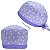 Gorro Cirúrgico, Mini Margaridas Brancas, Barra Lilás, Lilas - Imagem 1