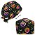 Gorro Cirúrgico, Halloween, Abóboras coloridas, Contorno Verde, Preto - Imagem 5