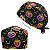 Gorro Cirúrgico, Halloween, Abóboras coloridas, Contorno Verde, Preto - Imagem 1