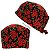 Gorro Cirúrgico, Ramos de Flores Vermelhas, Preto - Imagem 1