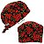 Gorro Cirúrgico, Ramos de Flores Vermelhas, Preto - Imagem 3