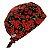 Gorro Cirúrgico, Ramos de Flores Vermelhas, Preto - Imagem 4