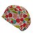 Touca Feminina ALICE, Cereja, Folhas Azuis e Verdes, Flores, Creme - Imagem 5