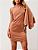 Vestido Curto Liso Acetinado Com Manga Única - Imagem 1