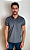 Pólo Piquet Mix Tony Menswear Cinza com Gola Listrada - Imagem 1