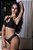 Conjunto de lingerie sexy Strappy em renda preto - Imagem 2