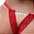 Calcinha Fio Dental Gis Vermelha Palavras Strass - Vermelha - SEXY - Imagem 1