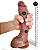 Bengala - Pênis de borracha silicone com escroto, ventosa e vibro - 21 x 5,5cm - Cor marrom realísta - Imagem 3