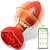 Red Rose Butt Plug - Plug anal recarregável giratória com vibração com controle via aplicativo - cor vermelha - Imagem 1