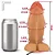 Realistic big dildo Peroba - Pinto de borracha realístico flexível com escroto, vibrador e ventosa - 19x6,8cm - cor bege - Imagem 2