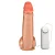 Realistic big dildo Duplo Amigos- Pinto de borracha realístico para dupla penetração vaginal e anal flexível com escroto, vibrador e ventosa - 18,9x6,9cm - cor bege - Imagem 5