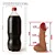 Realistic big dildo Dinho - Pinto de borracha realístico flexível com escroto e ventosa - 23x6,6cm - cor bege - Imagem 2