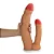 Realistic big dildo Gemêos - Pinto de borracha Duplo realístico flexível com escroto - 36x7,3cm - cor bege - Imagem 1