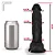 Realistic big dildo Eros  - Pinto de borracha realístico flexível com escroto, vibrador e ventosa - 20x4,5cm - cor preta - Imagem 3