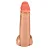 Realistic big dildo Duplo Amigos- Pinto de borracha realístico para dupla penetração vaginal e anal flexível com escroto- 18x7,5cm - cor bege - Imagem 5