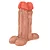 Realistic big dildo Juntos - Pinto de borracha realístico para dupla penetração vaginal e anal flexível com escroto - 16,5 x 6,5cm - cor bege - Imagem 4