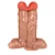 Realistic big dildo Juntos - Pinto de borracha realístico para dupla penetração vaginal e anal flexível com escroto e ventosa - 16,5 x 6,5cm - cor bege - Imagem 1