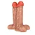 Realistic big dildo Juntos - Pinto de borracha realístico para dupla penetração vaginal e anal flexível com escroto e ventosa - 16,5 x 6,5cm - cor bege - Imagem 6