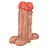 Realistic big dildo Juntos - Pinto de borracha realístico para dupla penetração vaginal e anal flexível com escroto e ventosa - 16,5 x 6,5cm - cor bege - Imagem 4