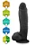 Realistic big dildo Baguete - Pinto de borracha realístico flexível com escroto e ventosa - 24x5,5cm - cor preta - Imagem 4