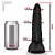 Realistic big dildo Poseidon - Pinto de borracha realístico flexível com escroto, vibrador e ventosa - 20x4cm - cor preta - Imagem 3