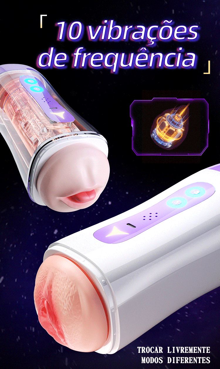 Duplo Masturbador Vagina e Boca Vibrador Recarregável e Viva Voz - Imagem 21
