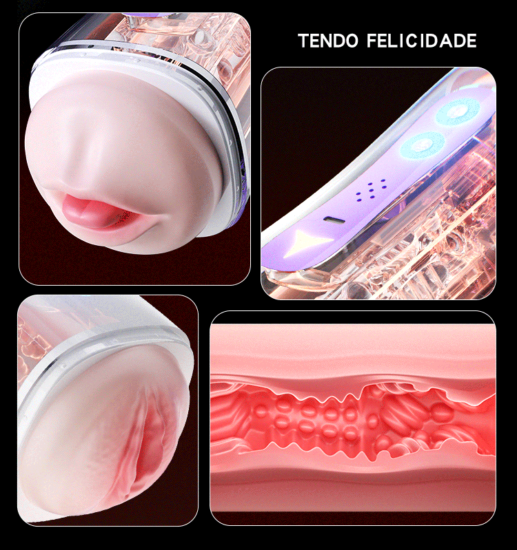 Duplo Masturbador Vagina e Boca Vibrador Recarregável e Viva Voz - Imagem 20