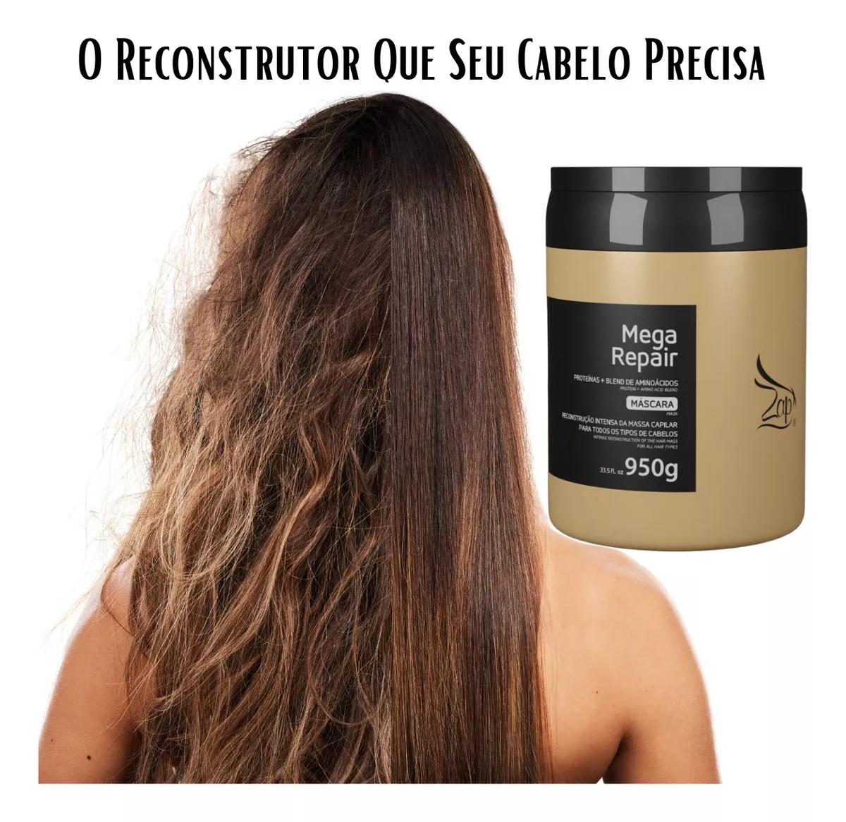 Zap Mega Repair Máscara Reconstrução Intensa - 950g - Imagem 4