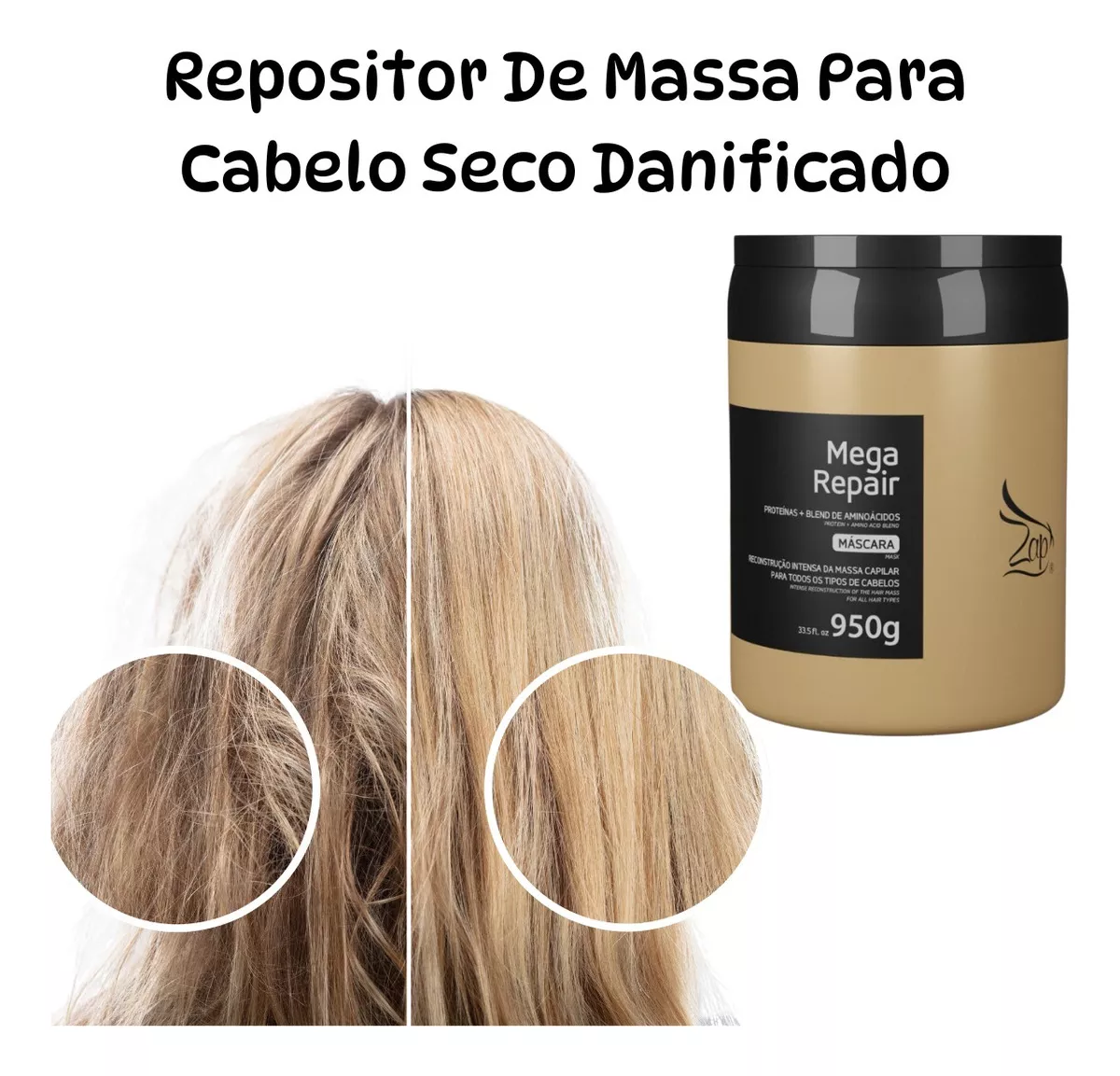 Zap Mega Repair Máscara Reconstrução Intensa - 950g - Imagem 3