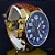 Relógio Invicta 3329 I-Force Mostrador Azul Banhado a Ouro 18k Pulseira em Couro Marrom Cronógrafo Destro - Imagem 4