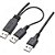 CABO Y USB 2.0HD EXTERNO 1 USB MACHO + 2 USB A MACHO PRETO 70CM+20CM - Imagem 1