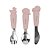 Kit Talheres Animais Metal e Silicone Rosa - Clingo - Imagem 1