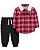 CONJUNTO 2 PEÇAS CARTER'S - XADREZ VERMELHO - MENINO - Imagem 1