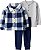 CONJUNTO 3 PEÇAS CARTER'S KIDS - XADREZ AZUL - MENINO - Imagem 1