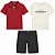 CONJUNTO VERÃO 3 PEÇAS CALVIN KLEIN - BASIC VERMELHO E CINZA - MENINO - Imagem 1